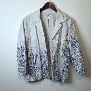 Coldwater Creek Classic Open Front Linen Blazer Jacket Size Medium